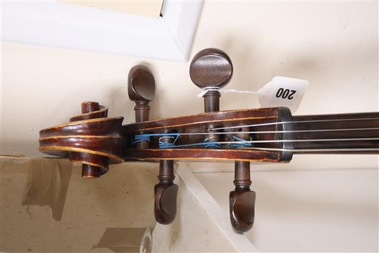 A 19th century German cello labelled Neuner und Hornsteiner and a Stradivarius label, hard cased.